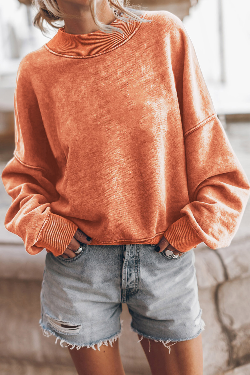 Brown Drop Shoulder Crew Neck Pullover Sweatshirt - loveforevers