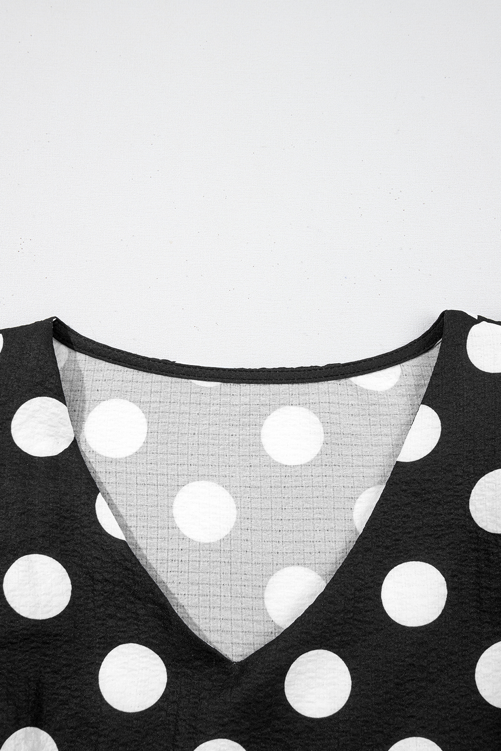 Black Polka Dot Print Ruffled Sleeve V Neck Blouse - loveforevers