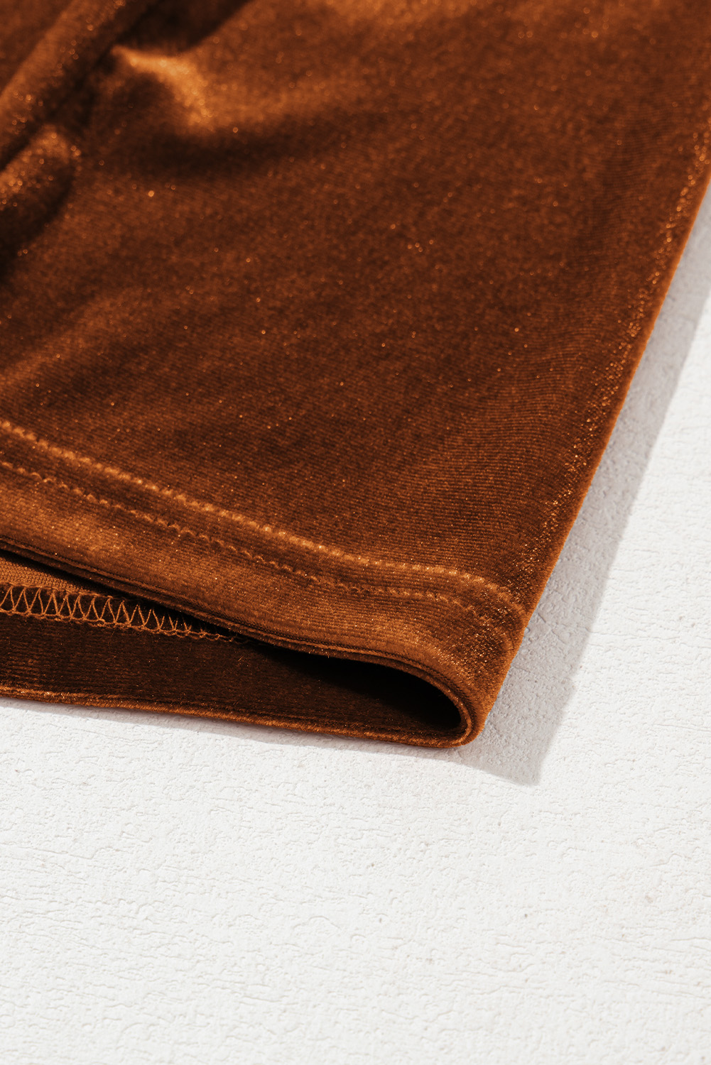 Chestnut Frilled Collar Puff Sleeve Velvet Top - loveforevers