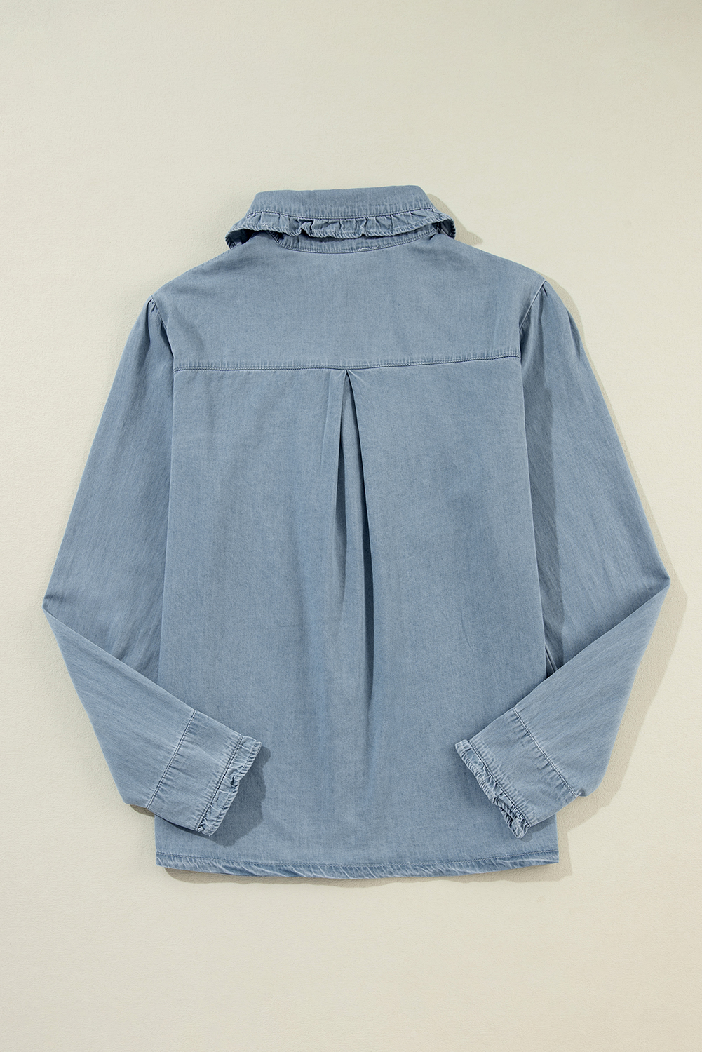 Dusk Blue Turn-down Collar Chambray Shirt - loveforevers