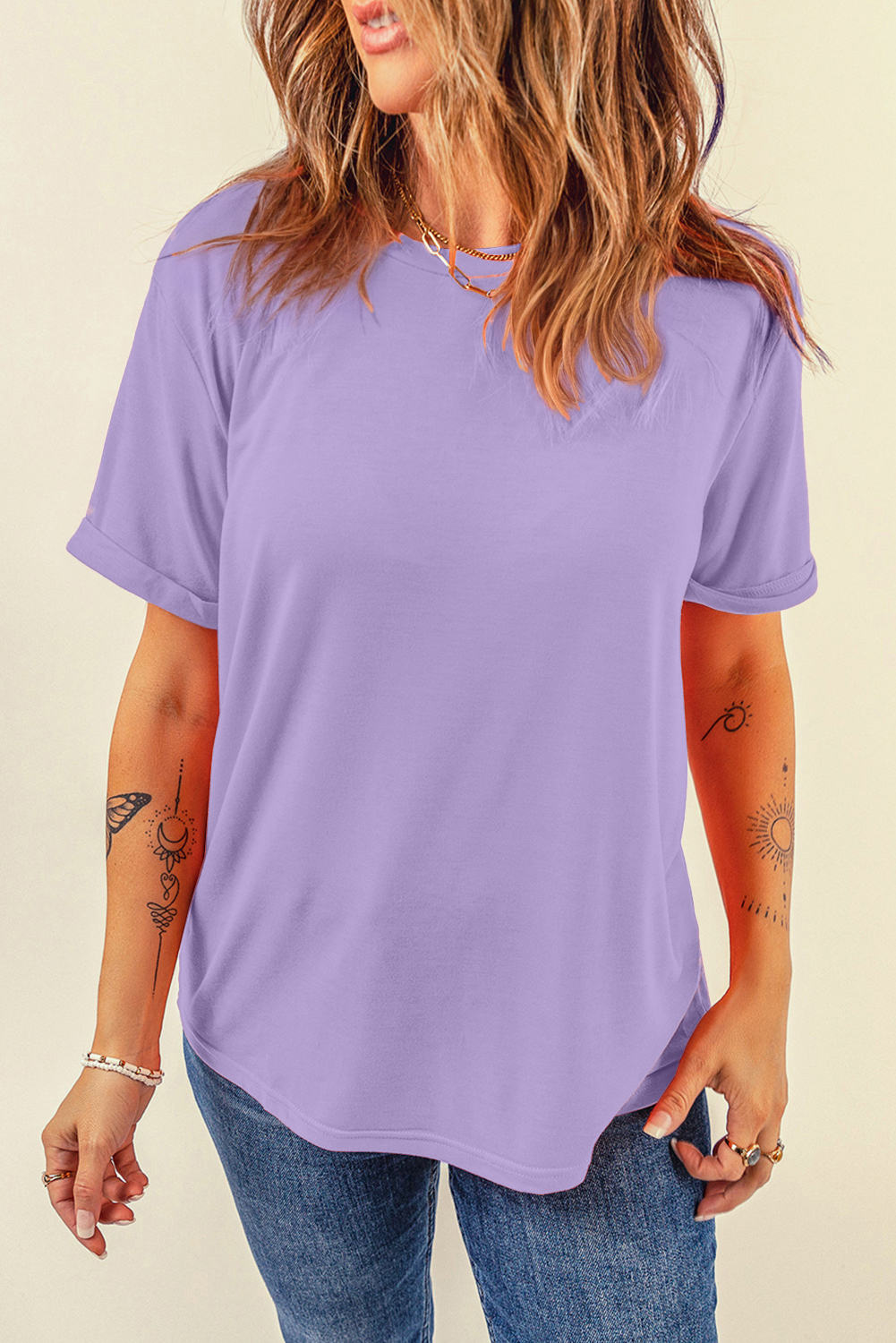 Khaki Casual Plain Crew Neck Tee - loveforevers