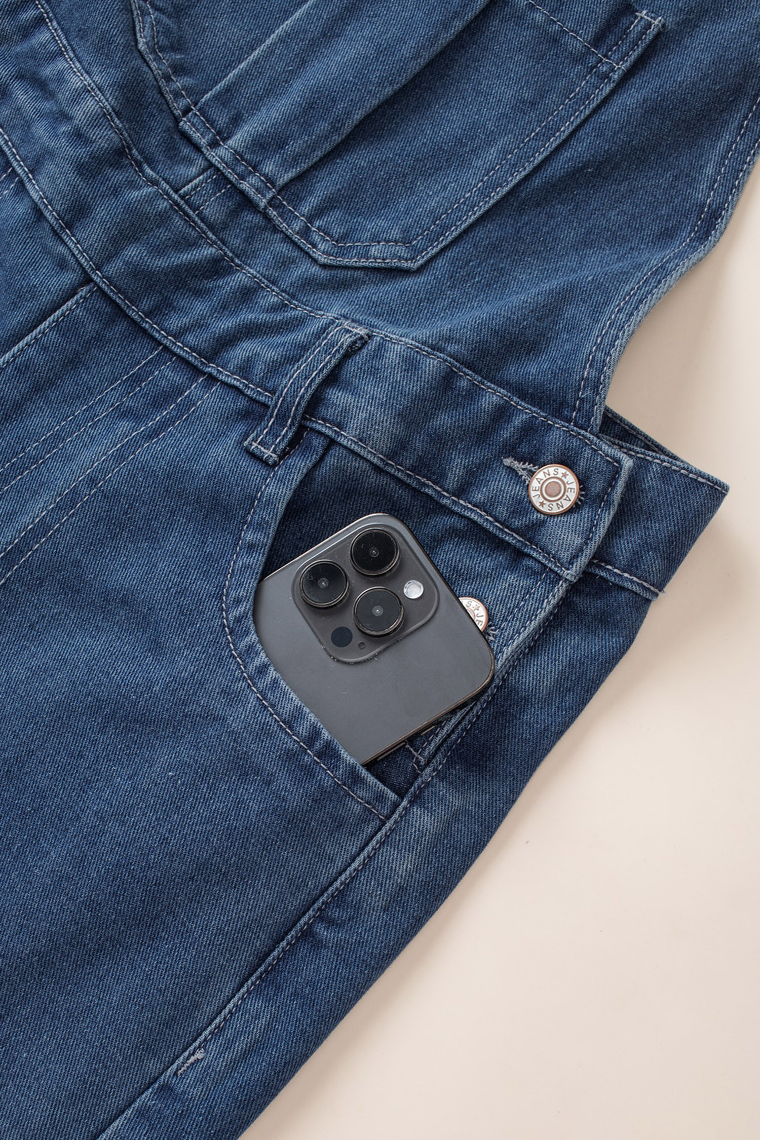 Dark Blue Crossed Tie Straps Bib Pocket Loose Denim Overalls - loveforevers