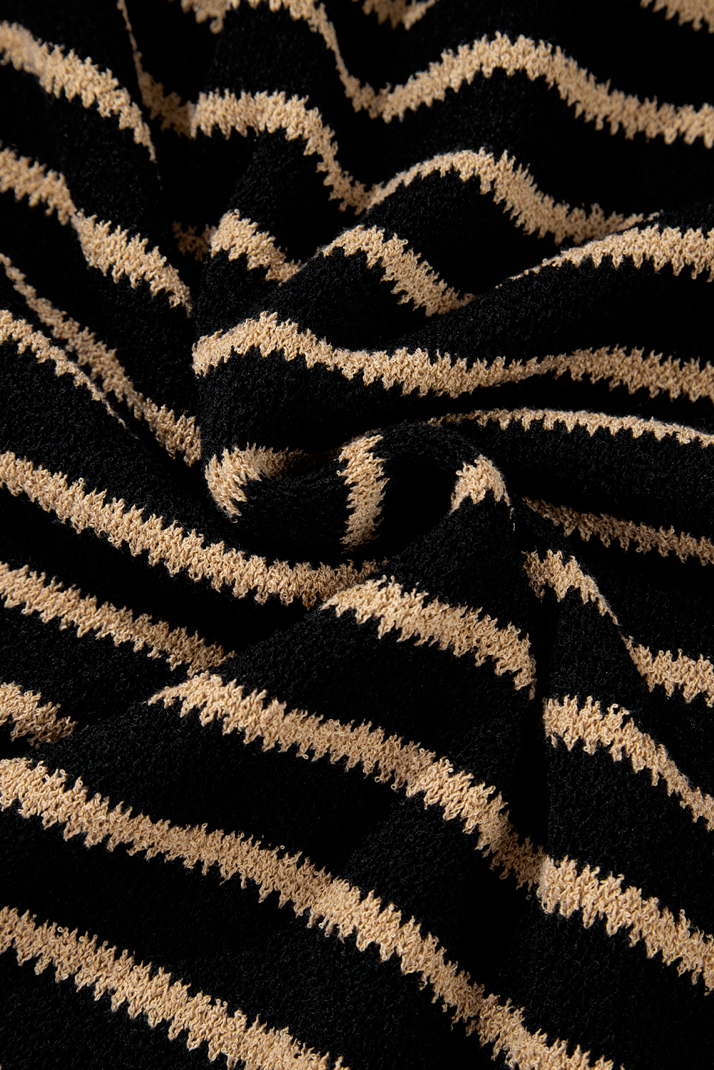 Black Stripe Drop Shoulder Round Neck Loose Sweater - loveforevers
