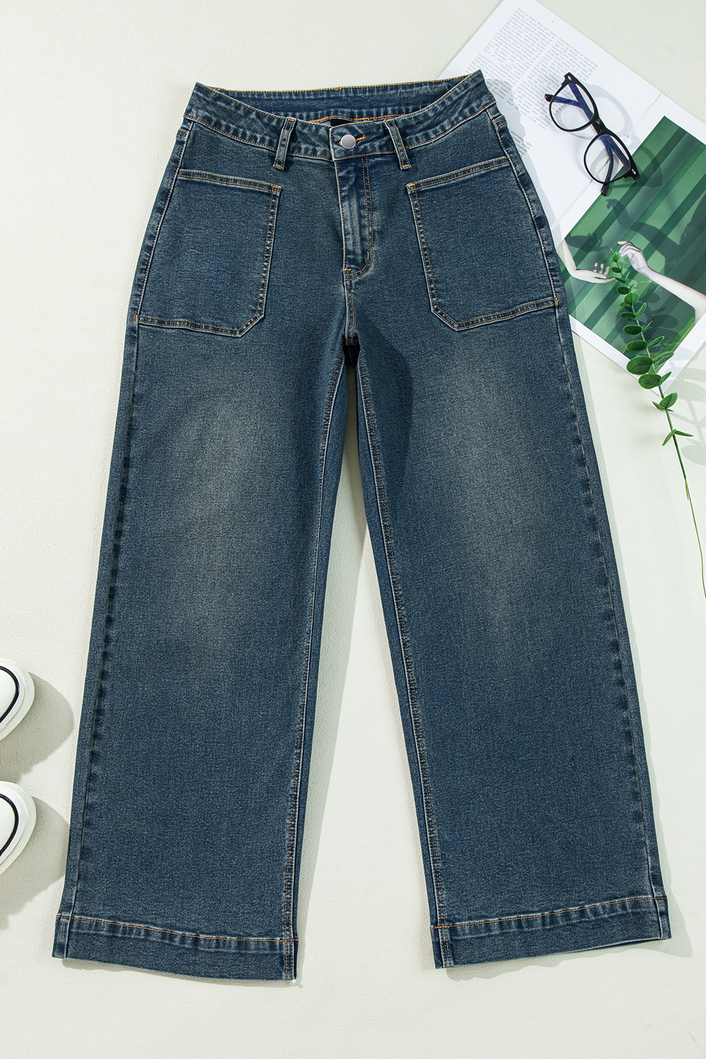 Real Teal Square Patch Pocket High Rise Shift Jeans - loveforevers
