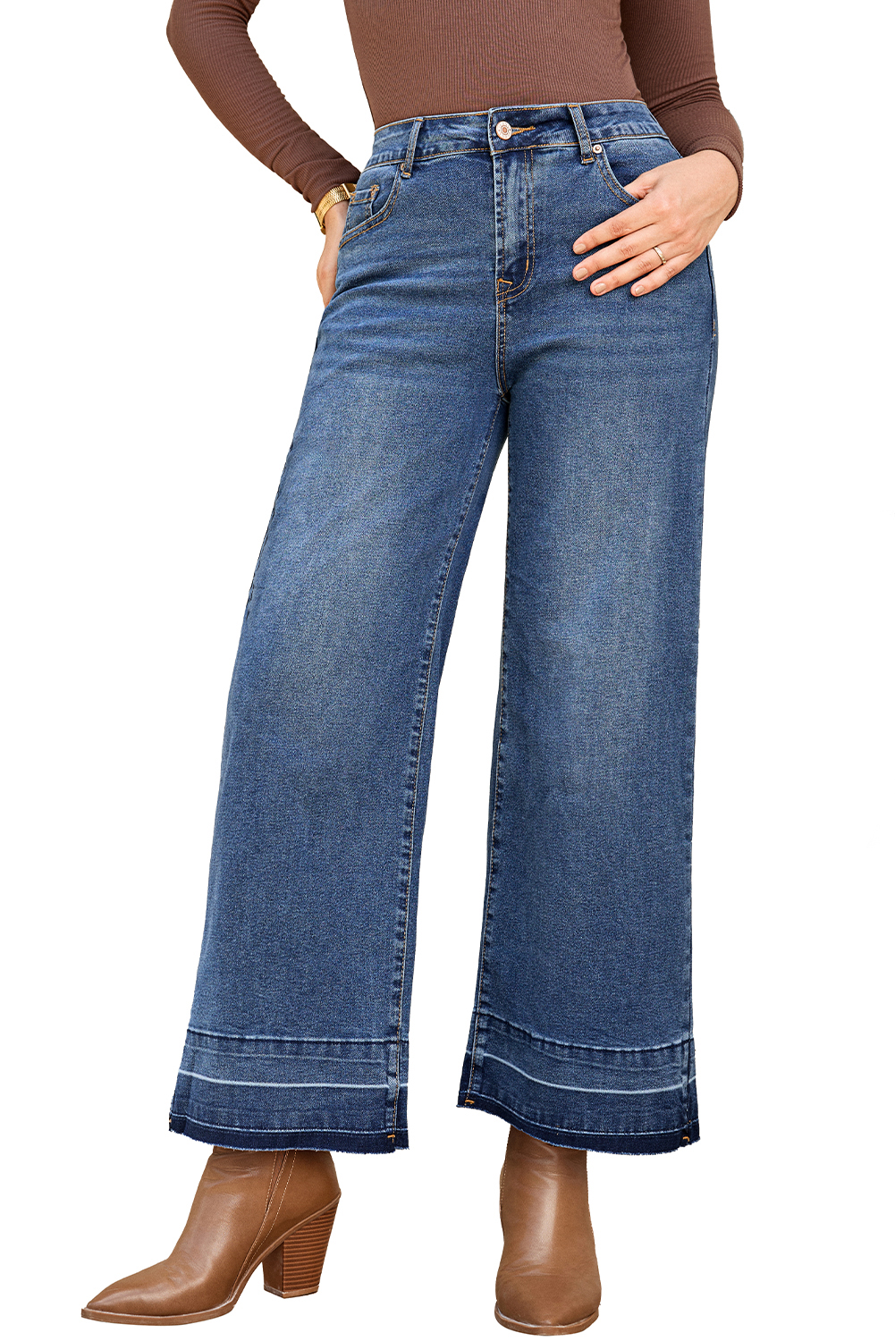 Gray Raw Hem Straight Leg Loose High Waist Jeans - loveforevers