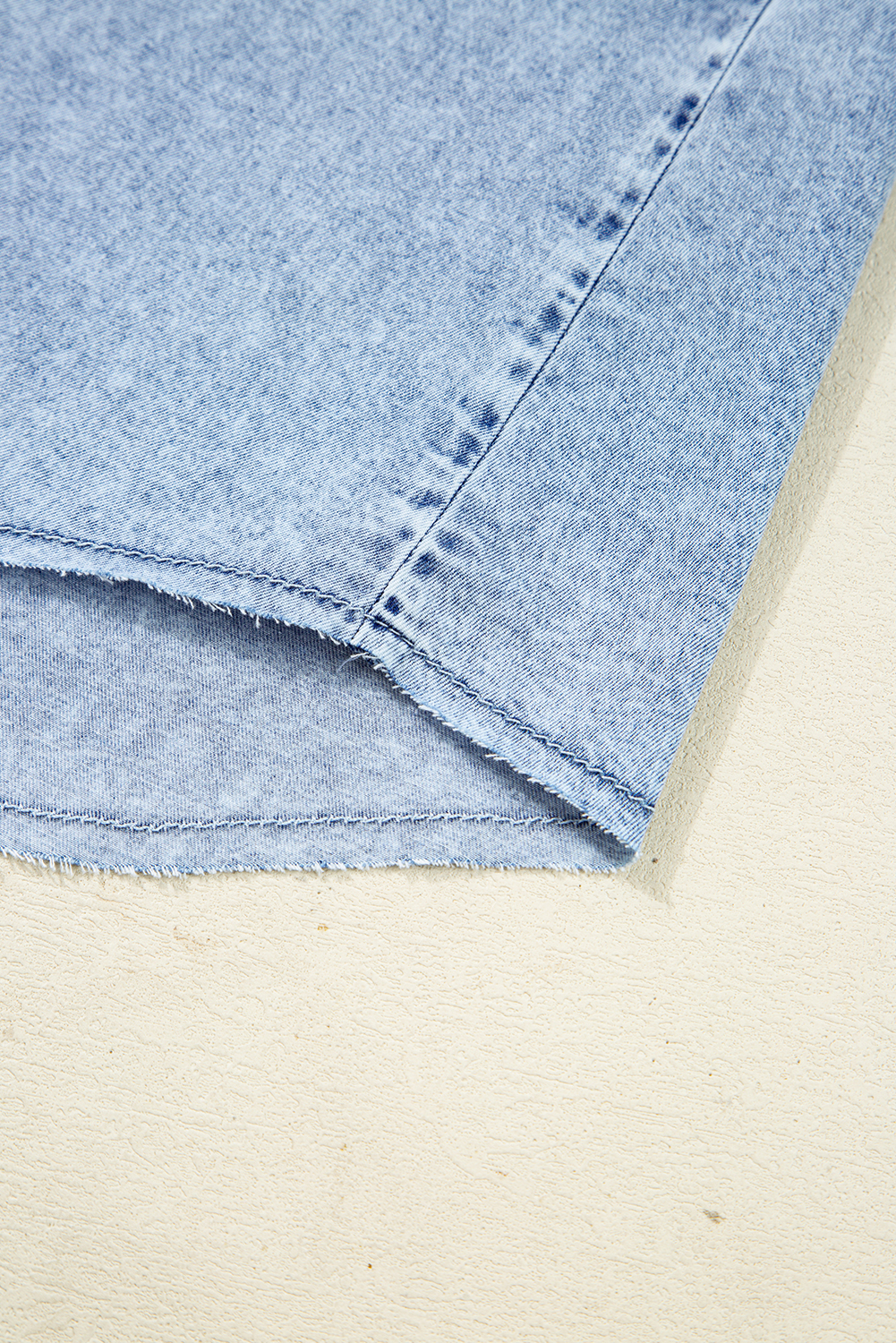 Blue Beau Chest Pocket Raw Hem Denim Loose Shirt Dress - loveforevers