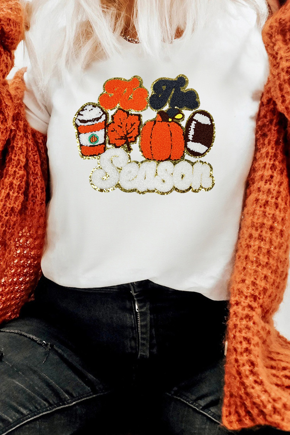 White Tis The Season Pumpkin Spice Latte Lover Graphic Crewneck T Shirt - loveforevers