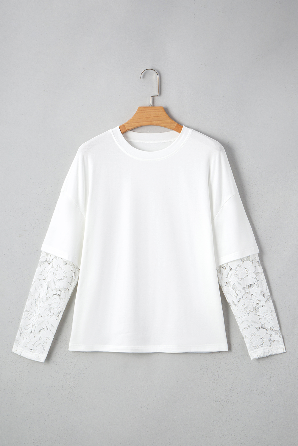 Black Lace Long Sleeve Insert Drop Shoulder Tee - loveforevers