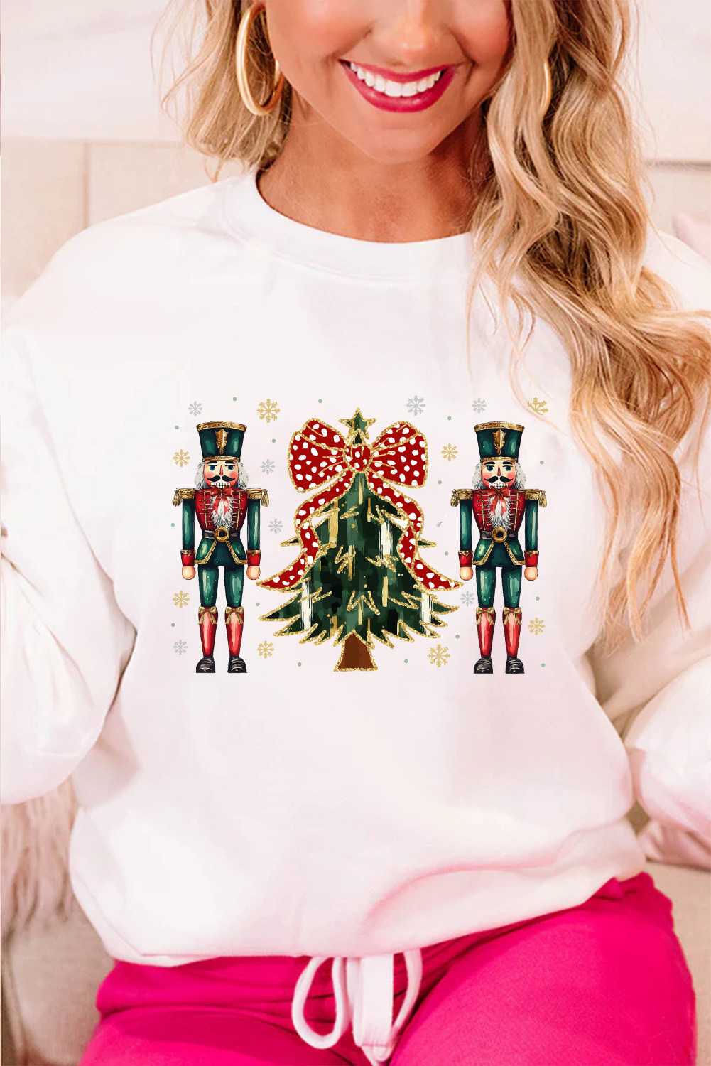 White Nutcracker Man Guard Christmas Holiday Graphic Sweatshirt - loveforevers