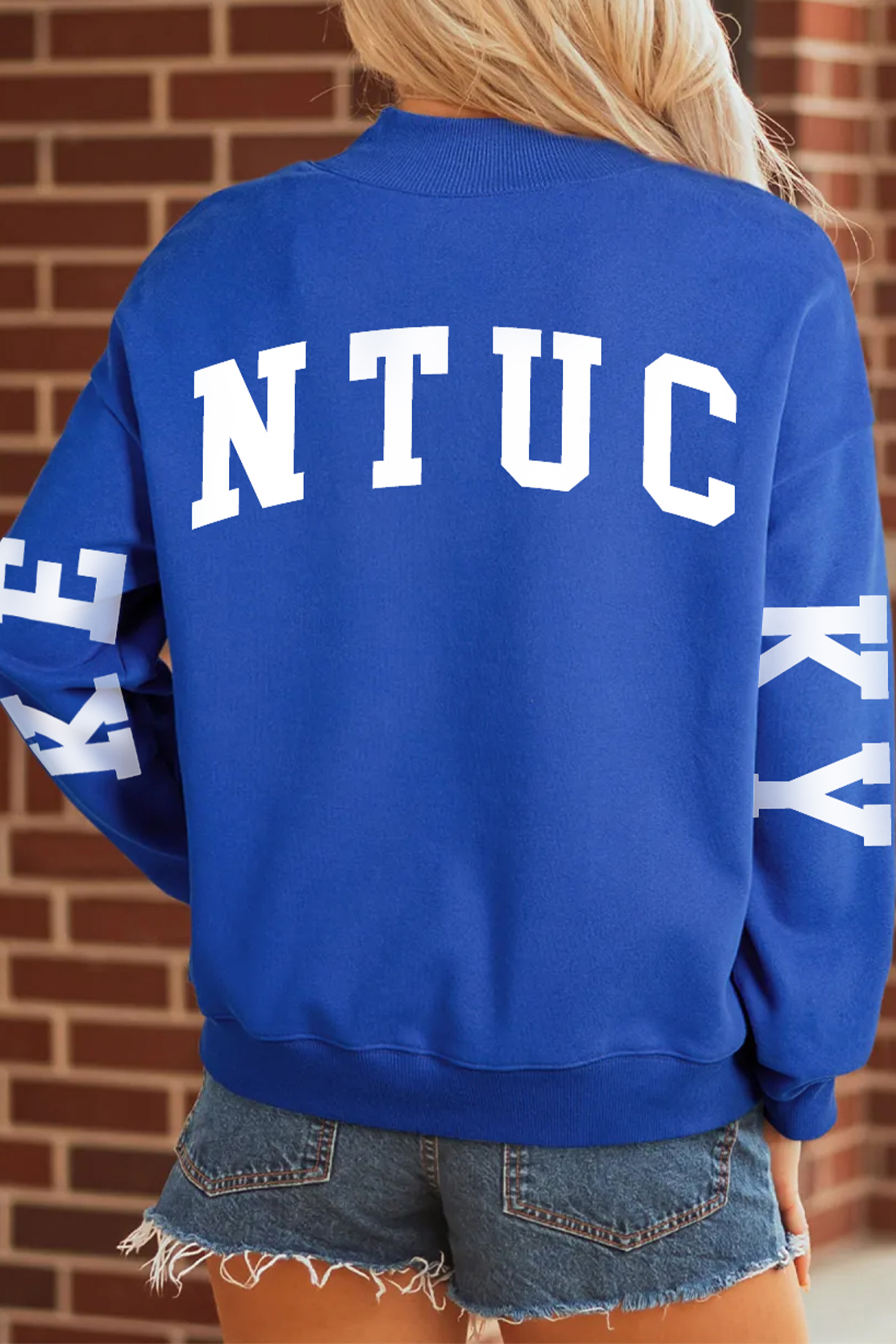 Dark Blue KY KENTUCKY Printed Mock Neck Sweatshirt - loveforevers