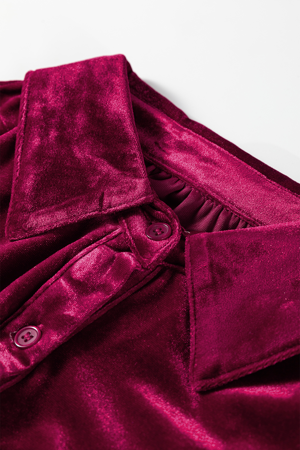 Burgundy 3/4 Sleeve Tunic Babydoll Velvet Shirt - loveforevers