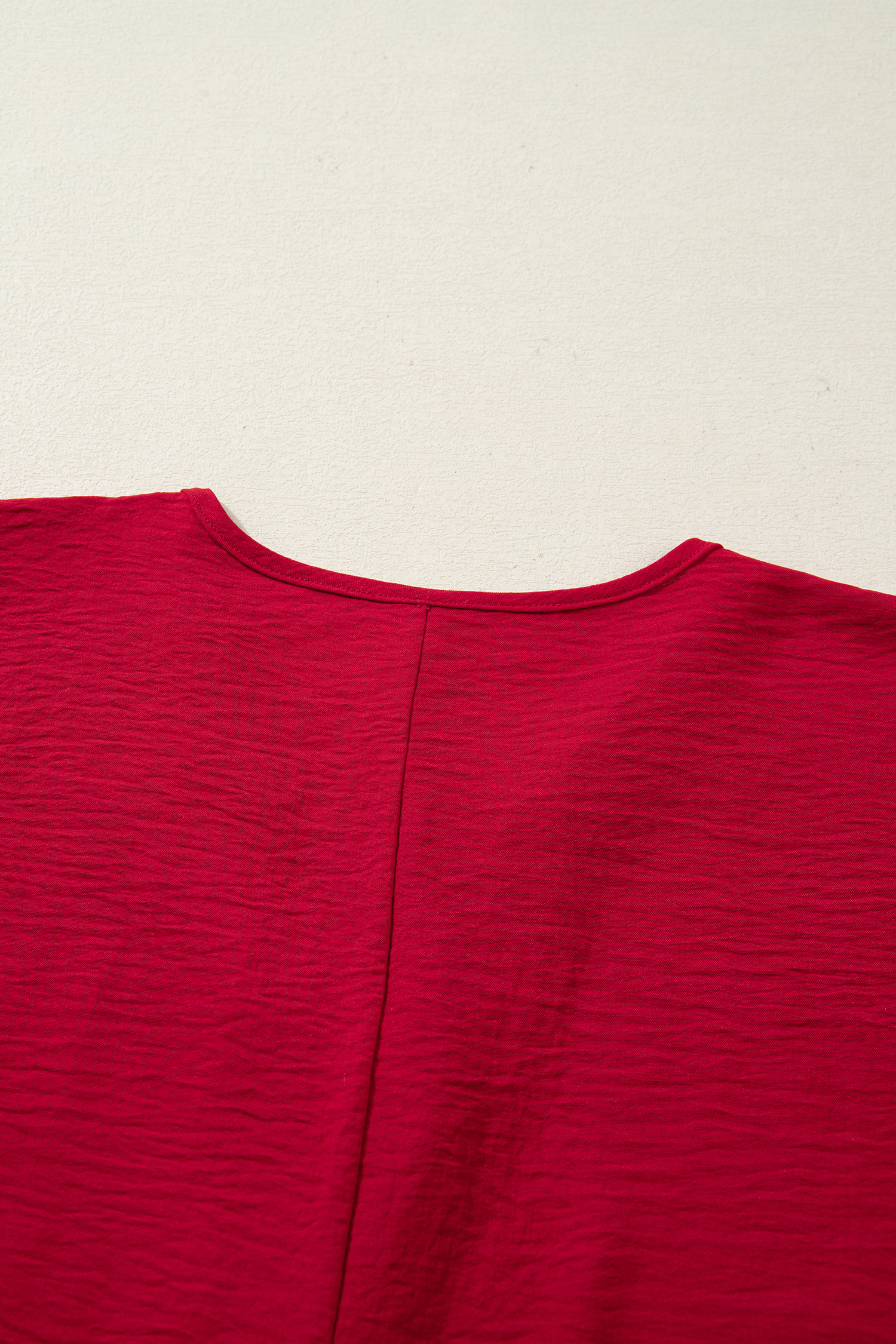 Racing Red Braided Trim V Neck Half Sleeve Blouse - loveforevers