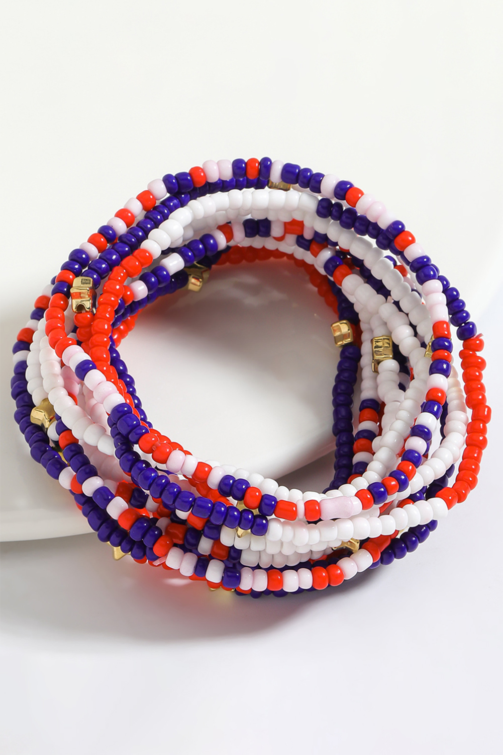 Dark Blue American Flag Star Beaded Multi Layer Bracelet Set - loveforevers