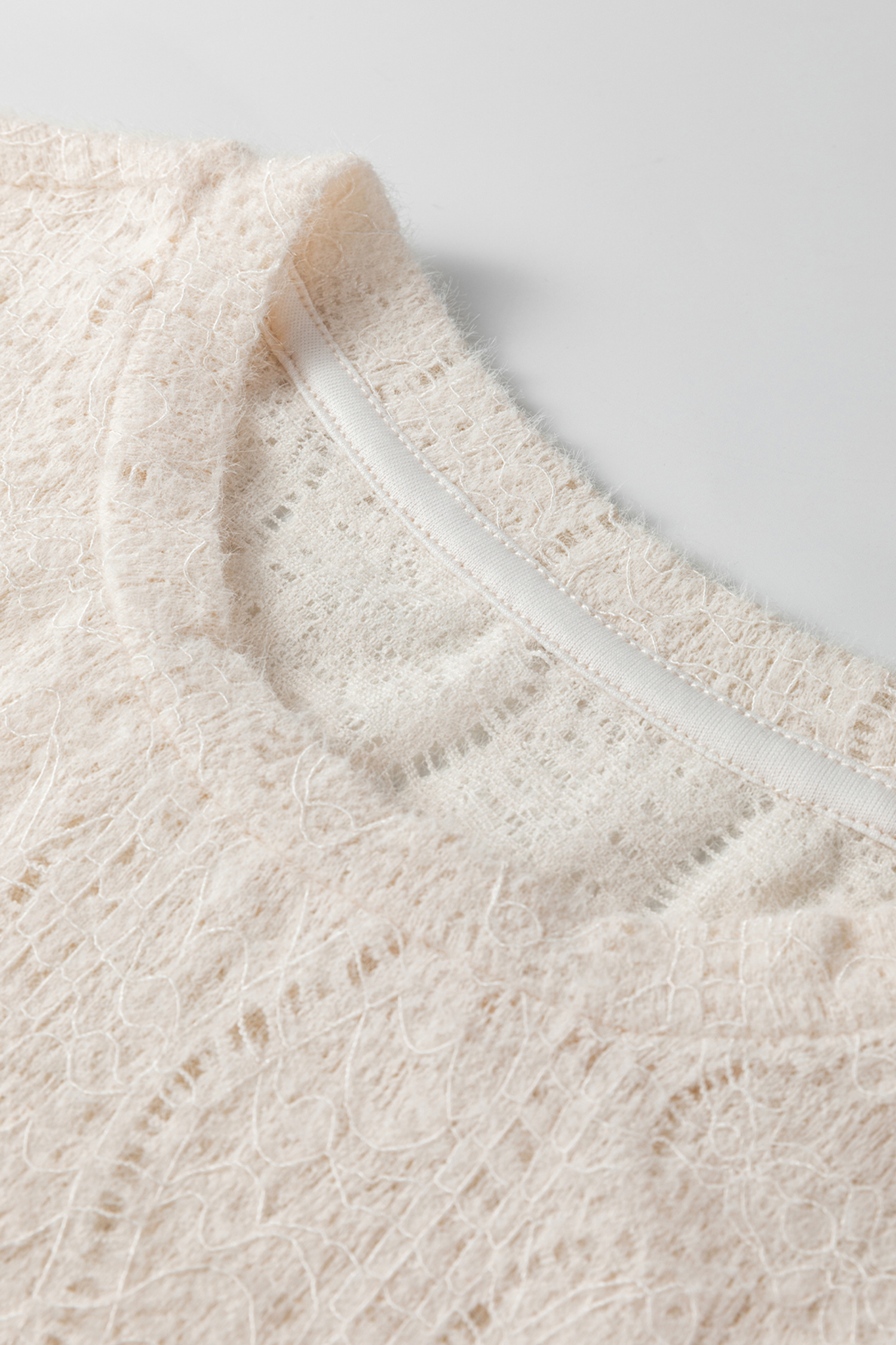 Light Pink Semi Sheer Lace Long Sleeve Cropped Top - loveforevers