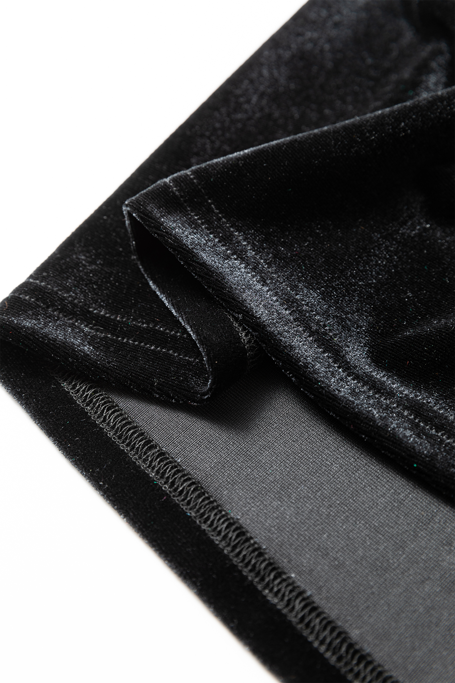 Black Frilled Collared Smocked Cuffs Puff Sleeve Velvet Blouse - loveforevers