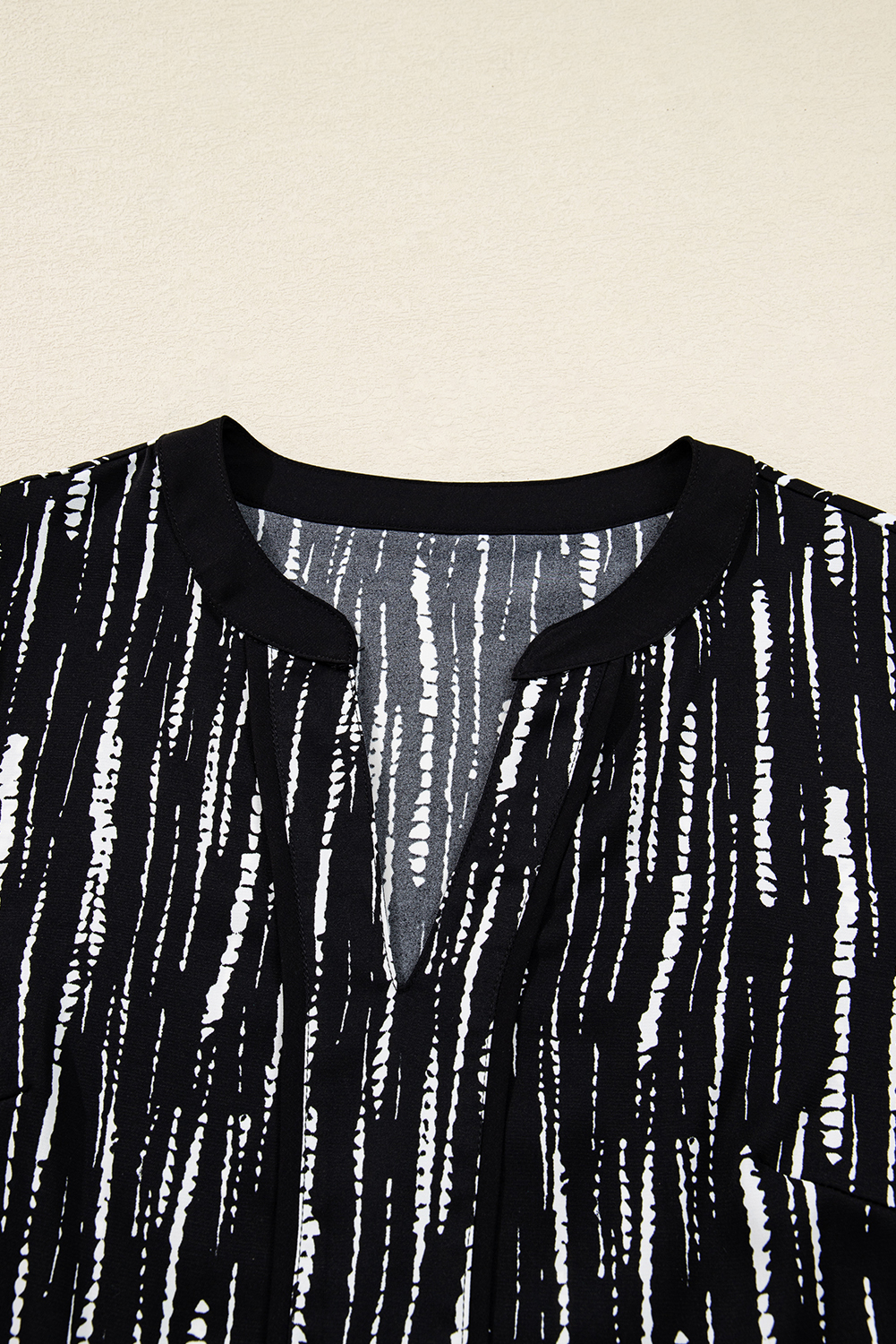 White Abstract Printed V Neck Fall Blouse - loveforevers