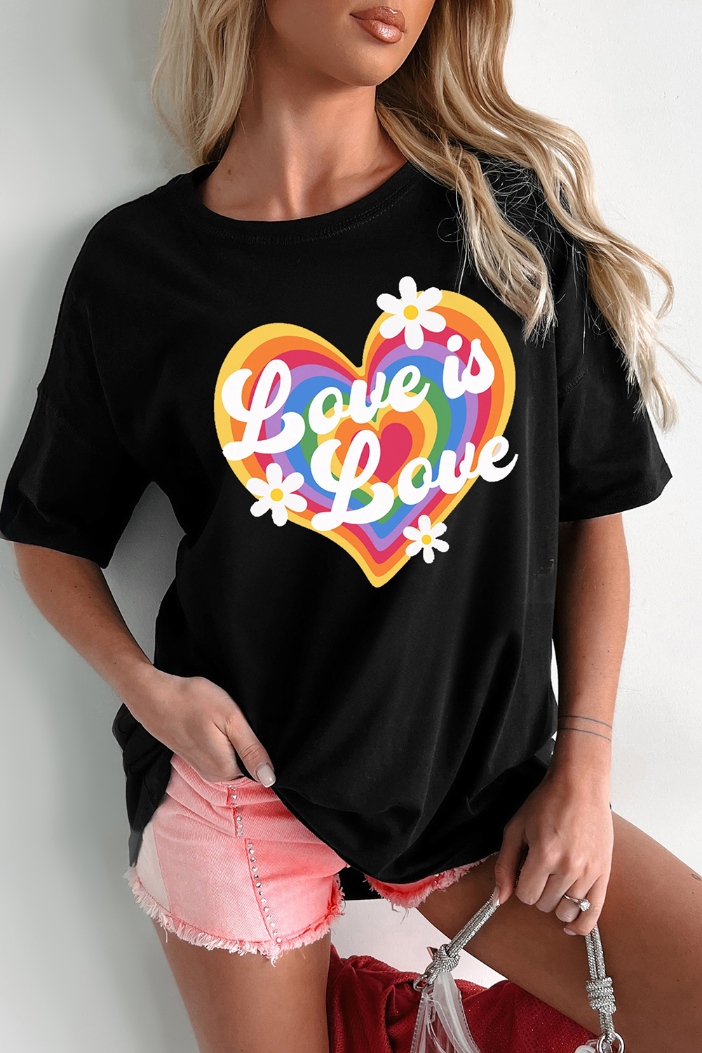 Black Love is Love Rainbow Heart Graphic Crewneck Tee - loveforevers