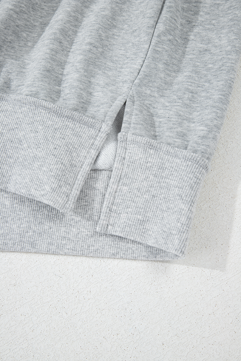 Gray Half Zipper Collared Drop Shoulder Side Slits Sweatshirt - loveforevers