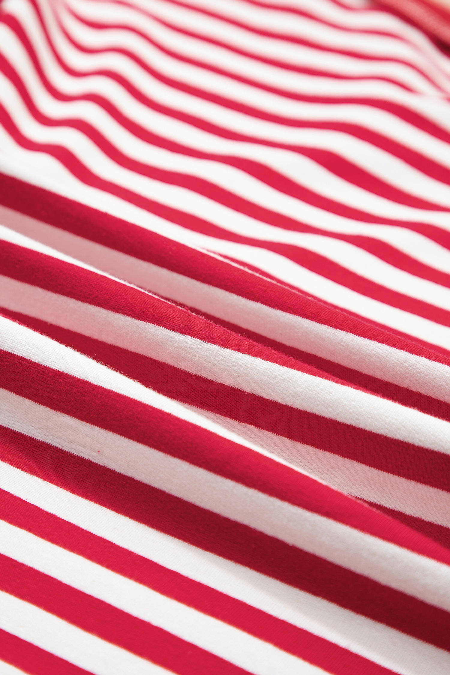 Red Stripe Exposed Seam V Neck Balloon Sleeve Pullover - loveforevers