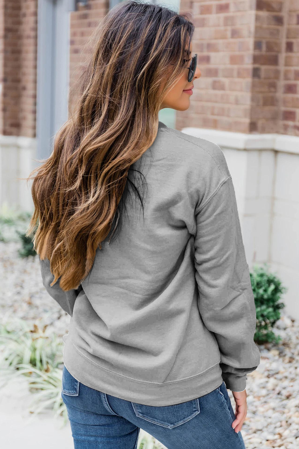 Gray Thanksgiving Slogan Pumpkin Turkey Pie Graphic Sweatshirt - loveforevers