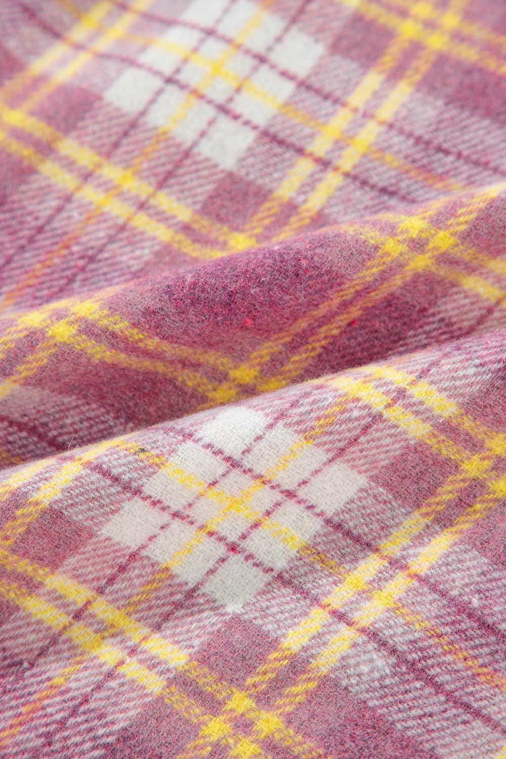 Pink Plaid Print Chest Pocket Long Sleeve Shacket - loveforevers