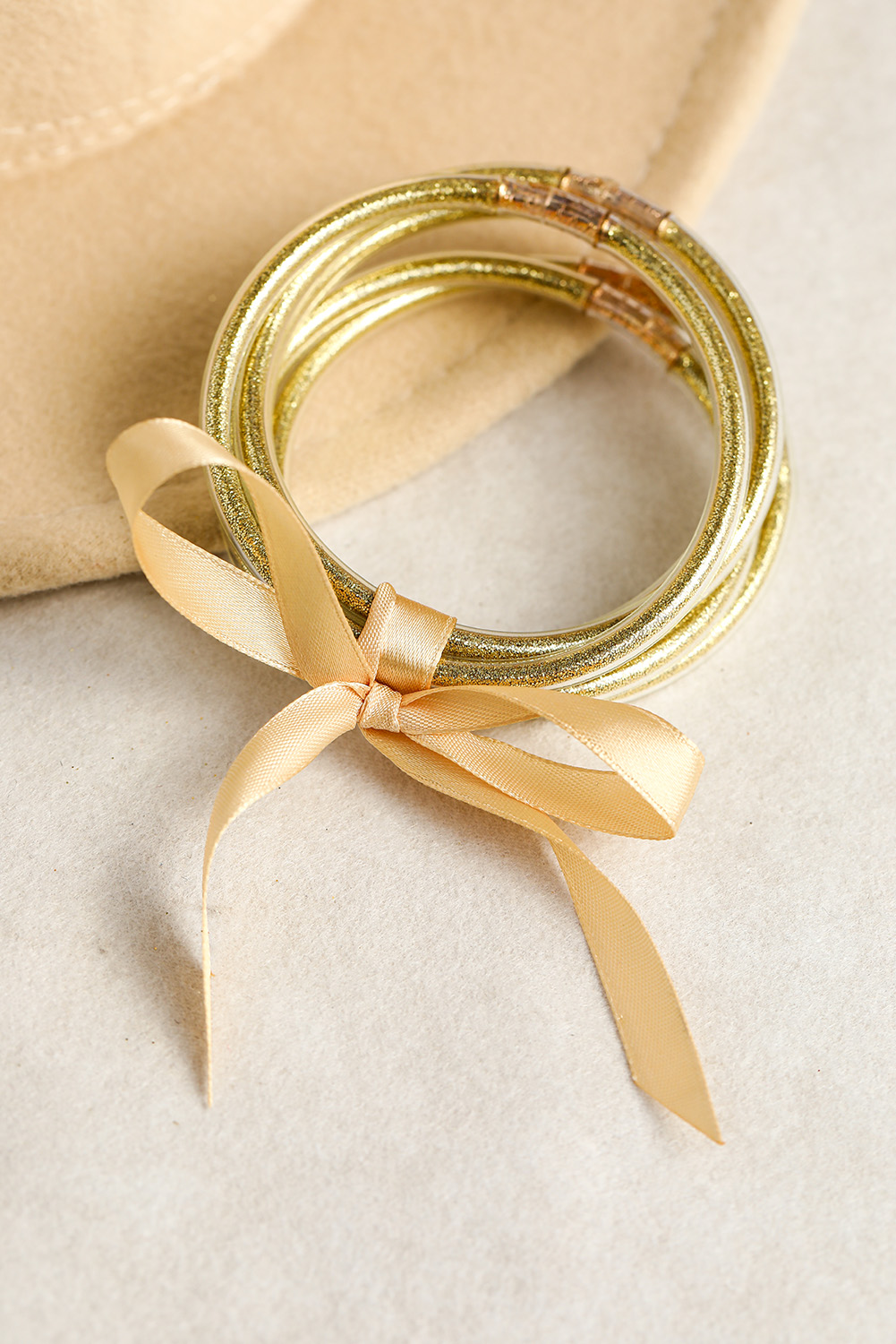 Green 5pcs Glitter Jelly Bow Knot Ribbon Bracelet Set - loveforevers