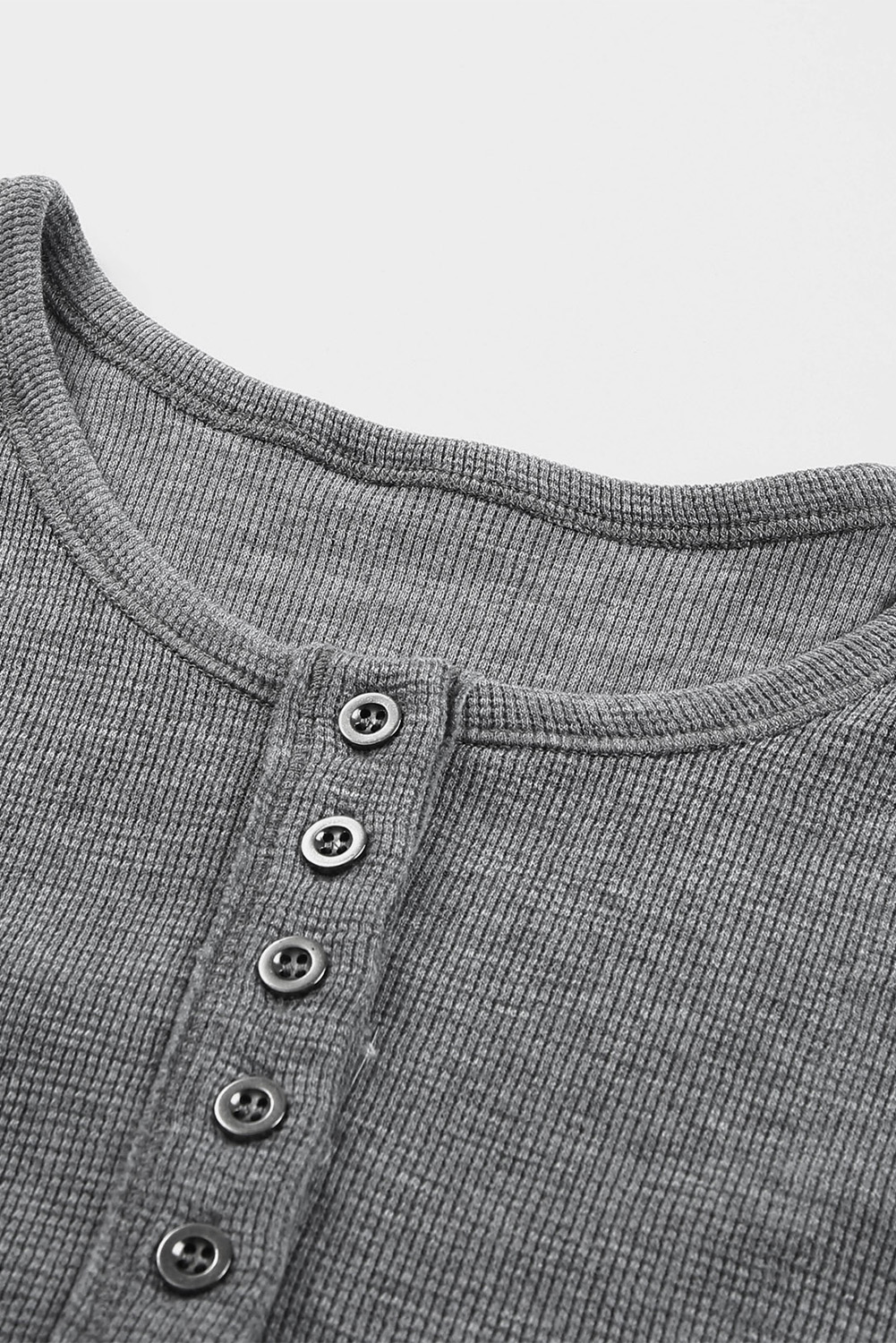Black Waffle Knit Henley Top - loveforevers