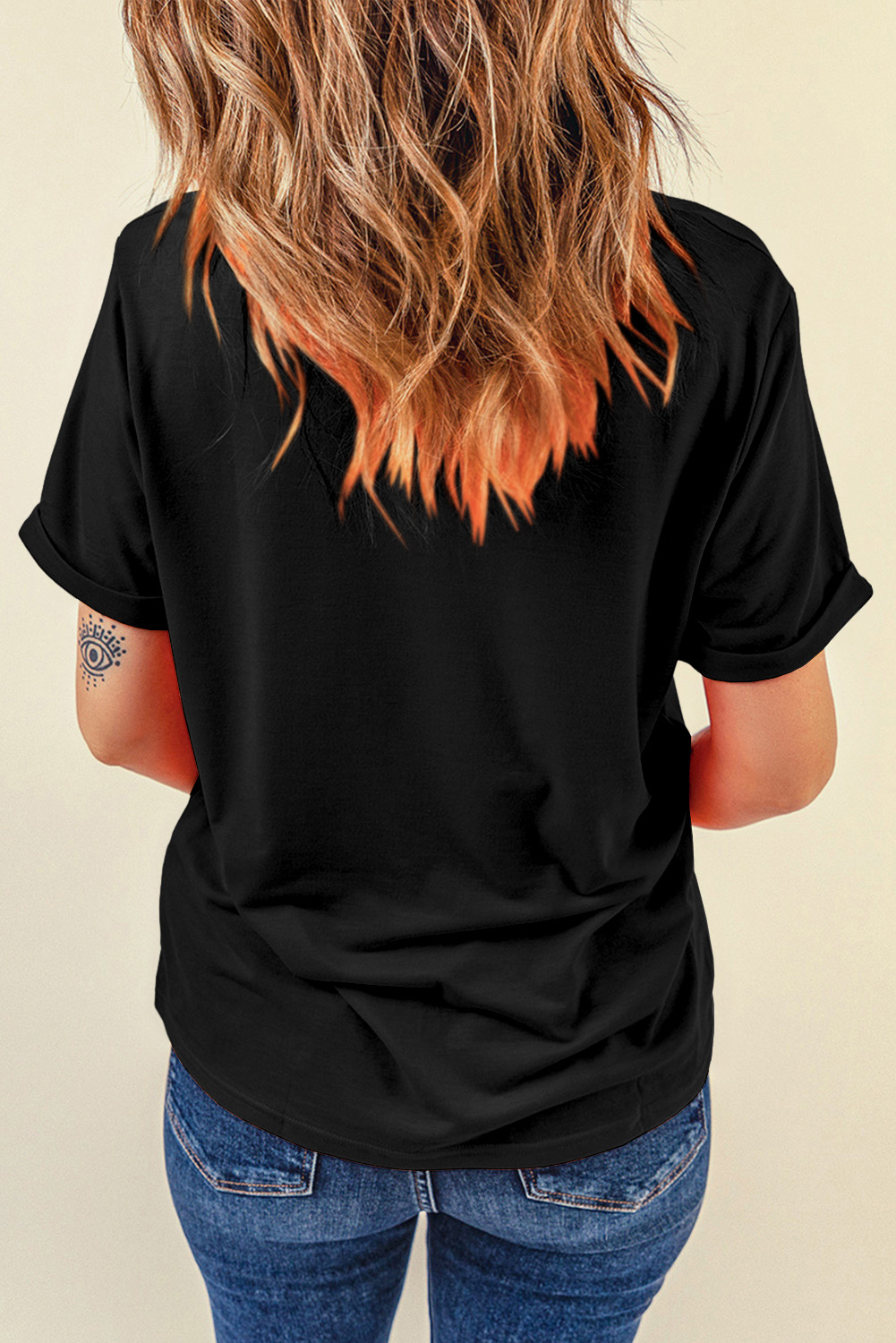 Black COWGIRL DONT CRY Steer Head Print Short Sleeve Top - loveforevers