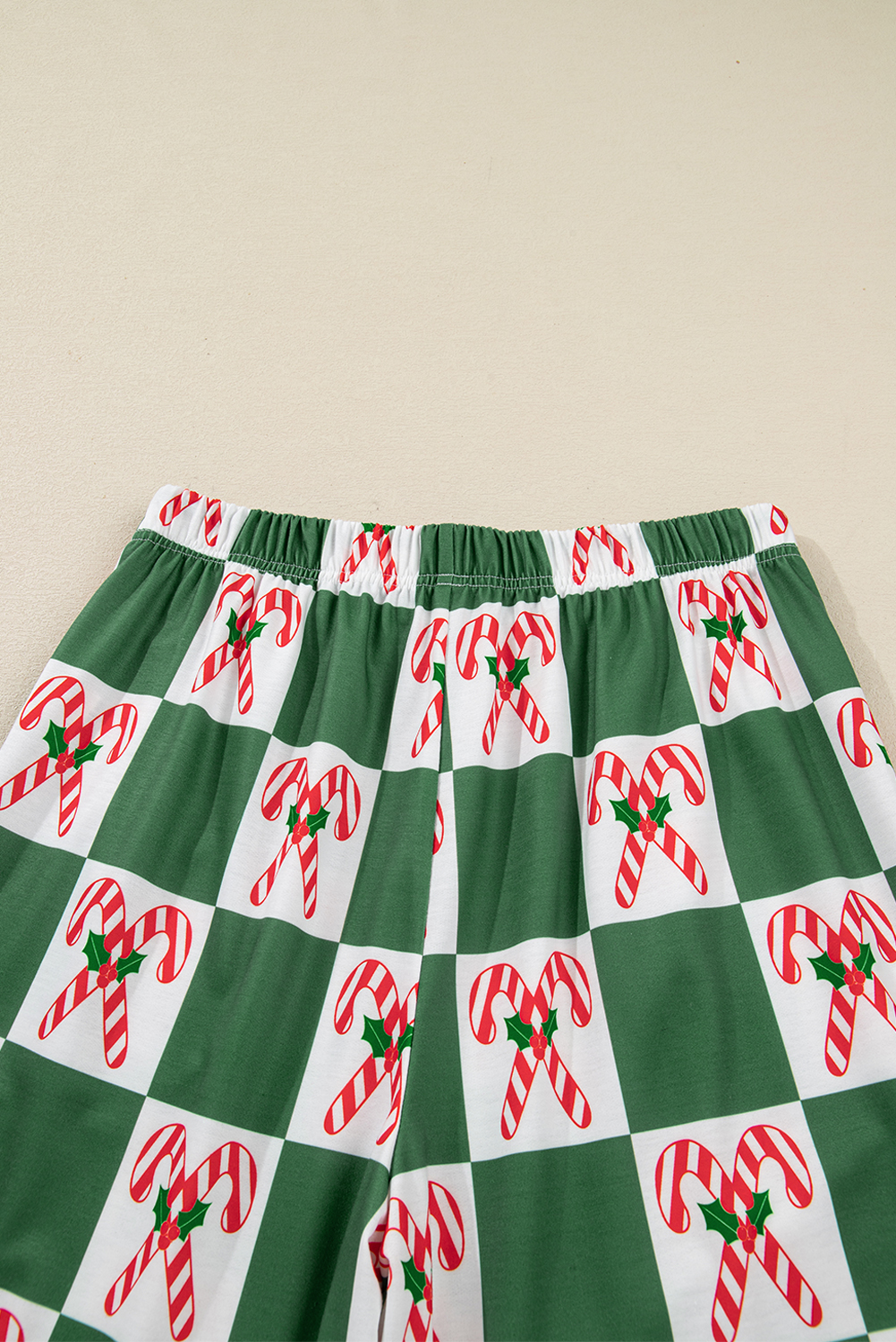 Green Holly Jolly Checkered Pattern 2pcs Long Pajama Set - loveforevers