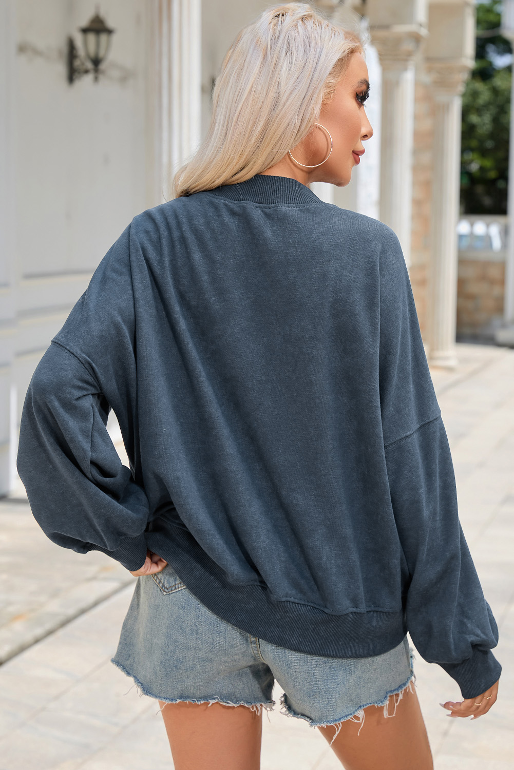 Brown Drop Shoulder Crew Neck Pullover Sweatshirt - loveforevers