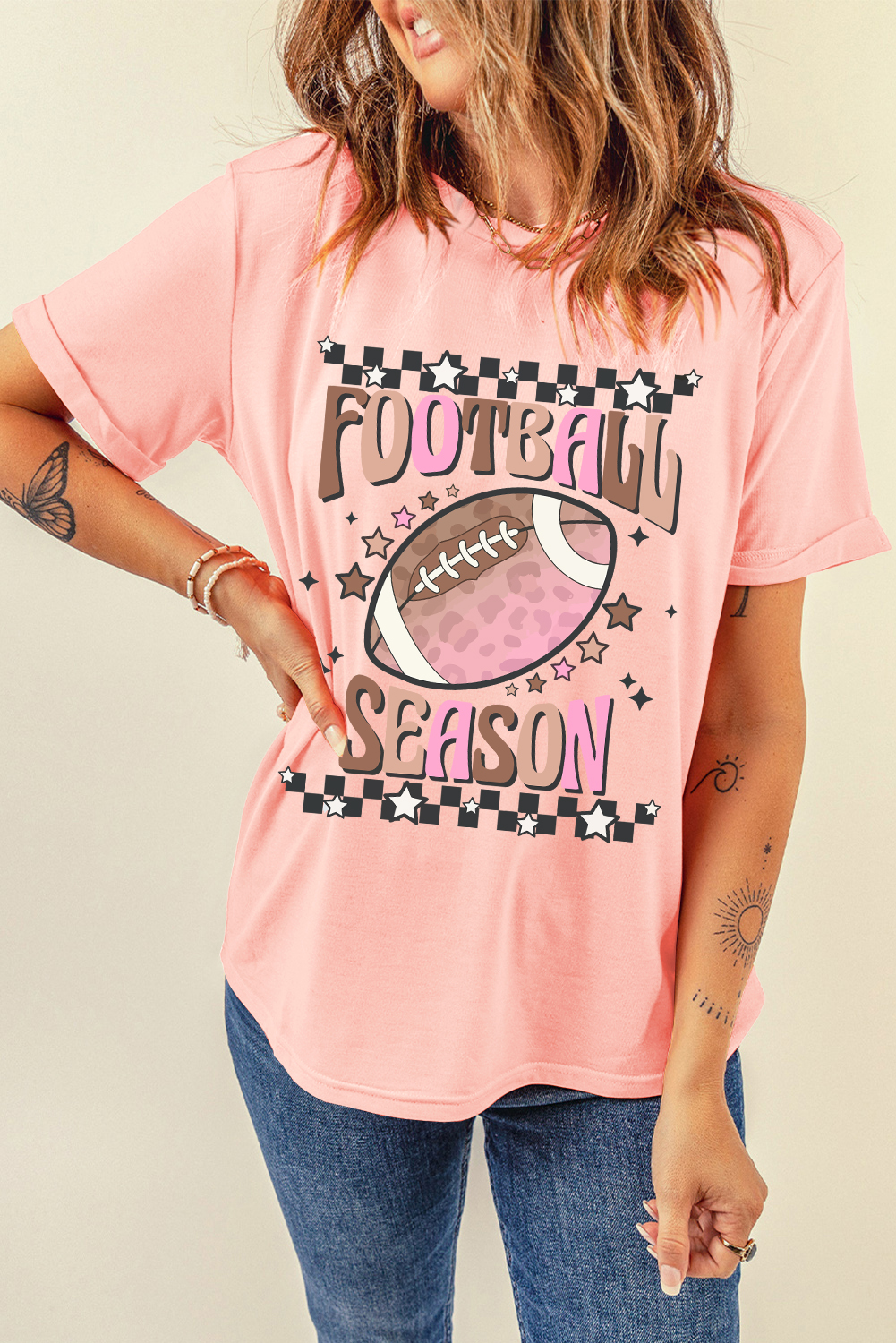 Pink FOOTBALL SEASON Graphic Game Day T Shirt - loveforevers