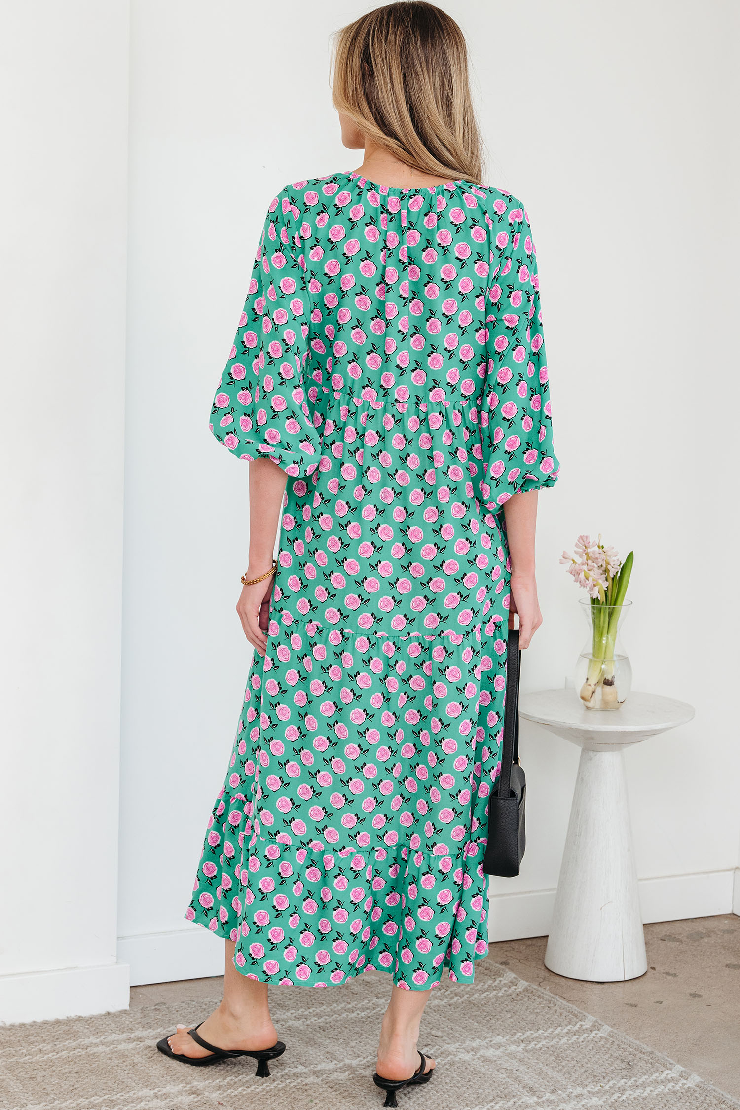 Sky Blue Boho Printed Half Sleeve Maxi Dress - loveforevers