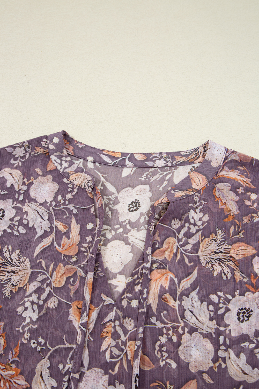 Blue Boho Flower Print 3/4 Sleeve Babydoll Blouse - loveforevers