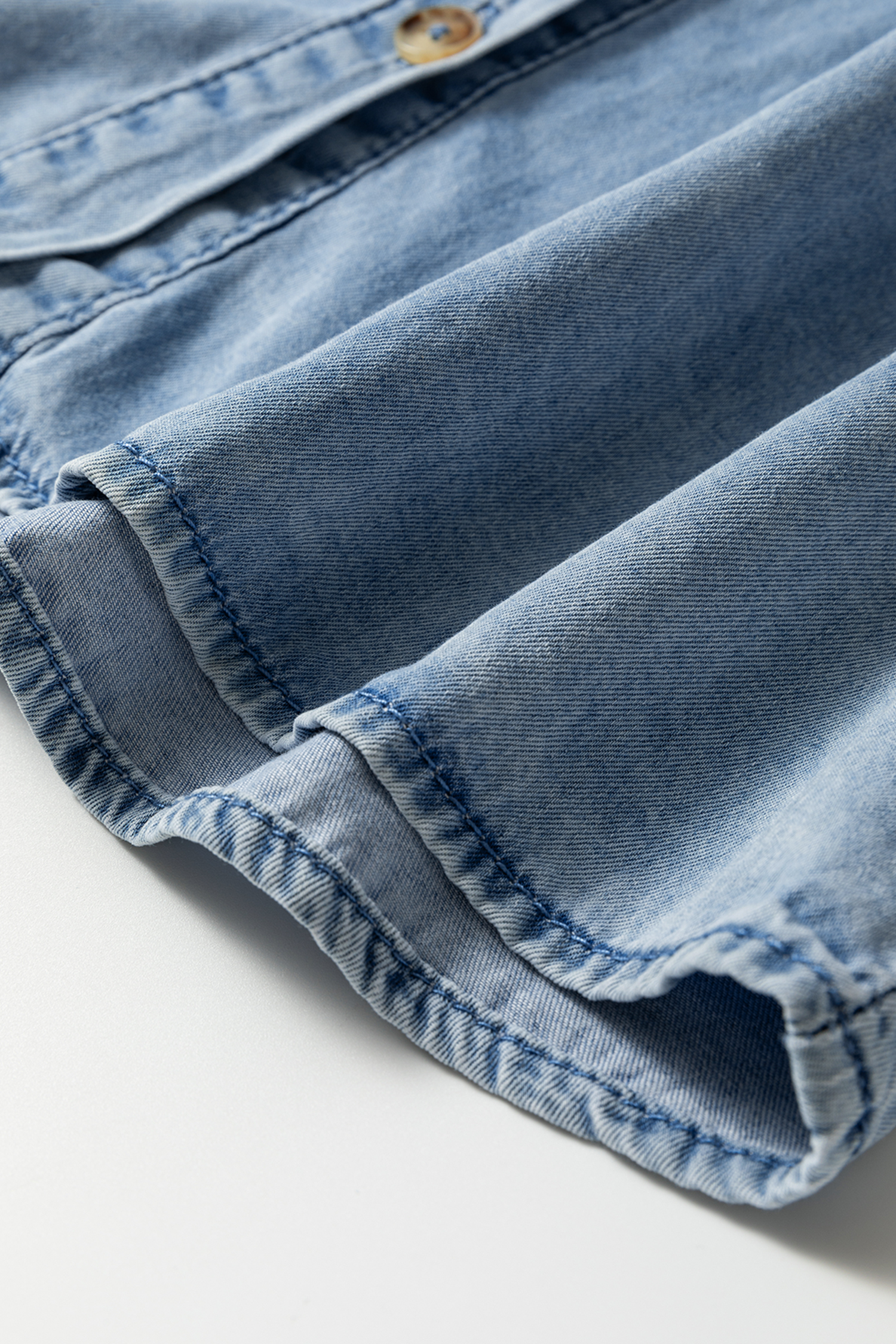 Beau Blue Ruffled Peter Pan Collar Western Denim Shirt - loveforevers