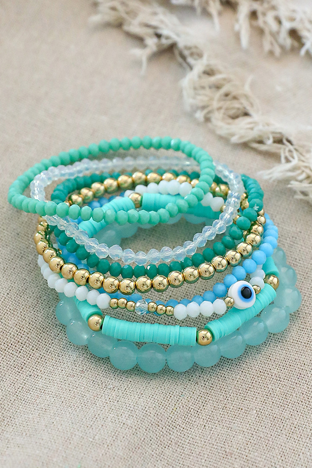 Aruba Blue Multi Layered Beaded Bracelet Set - loveforevers