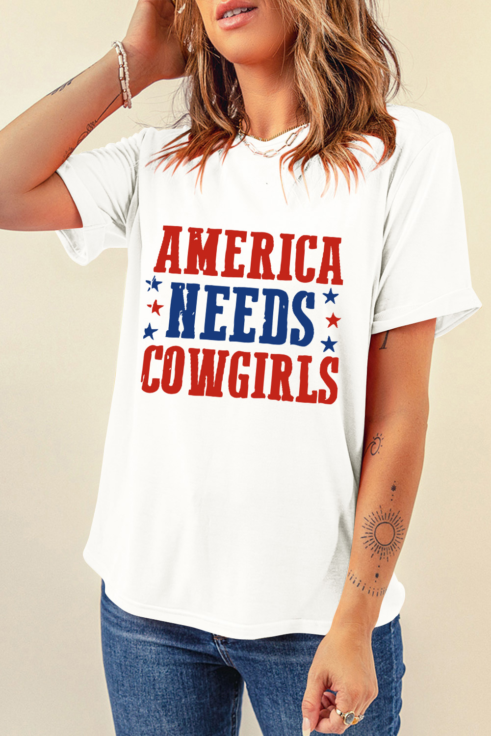 White PARTY IN THE USA Flag Fashion Graphic Tee - loveforevers