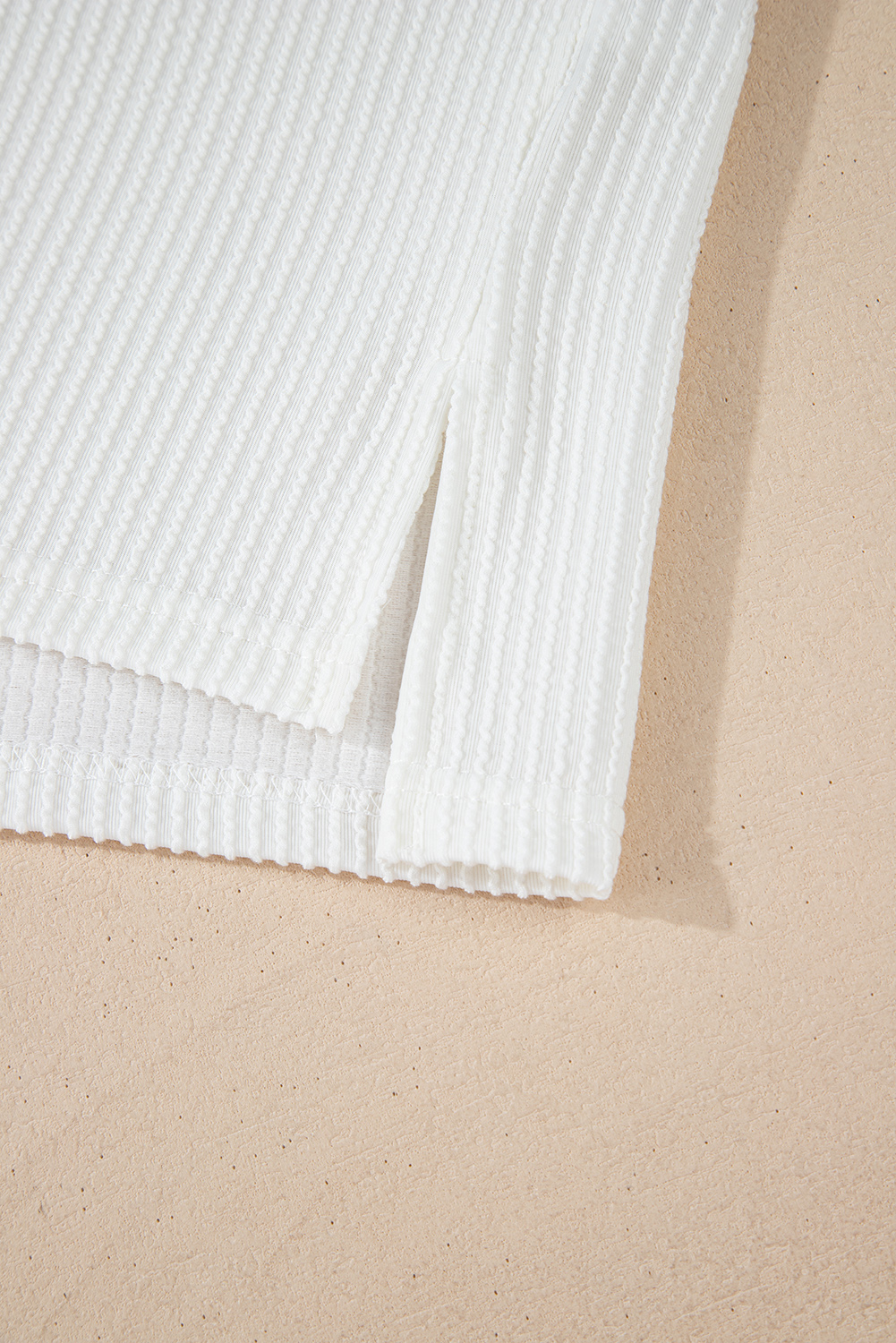 White Textured Knit Exposed Stitching T-shirt - loveforevers