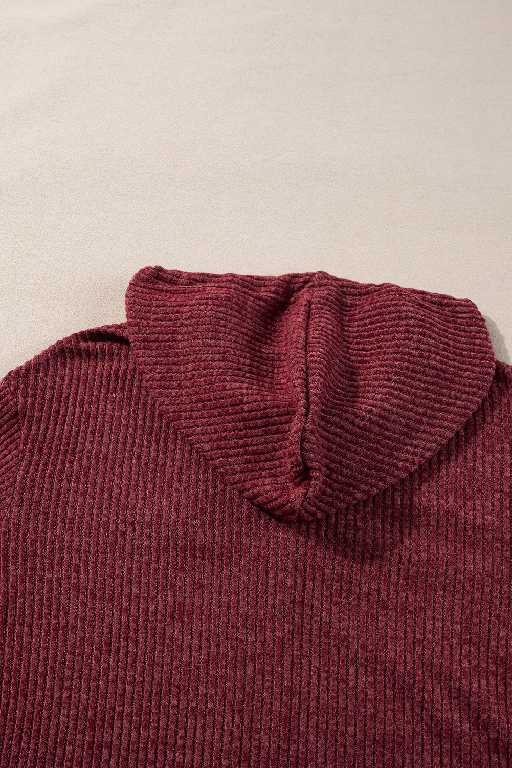Dark Grey Ribbed Zip Up Front Drawstring Hoodie - loveforevers
