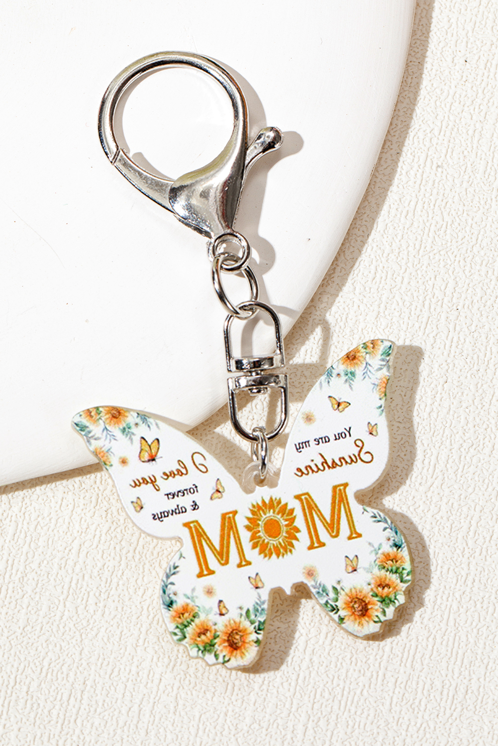 Yellow MOM Butterfly Shape Acrylic Keychain - loveforevers