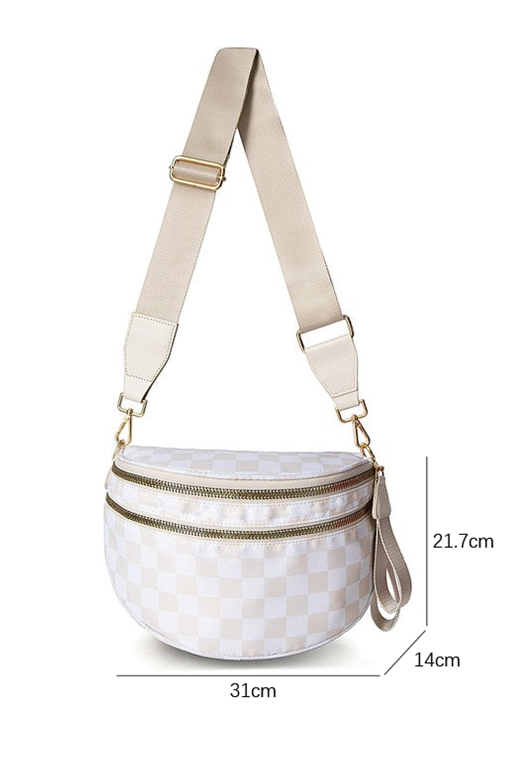 Jungle Green Double Zip Crescent Shape Adjustable Sling Bag - loveforevers