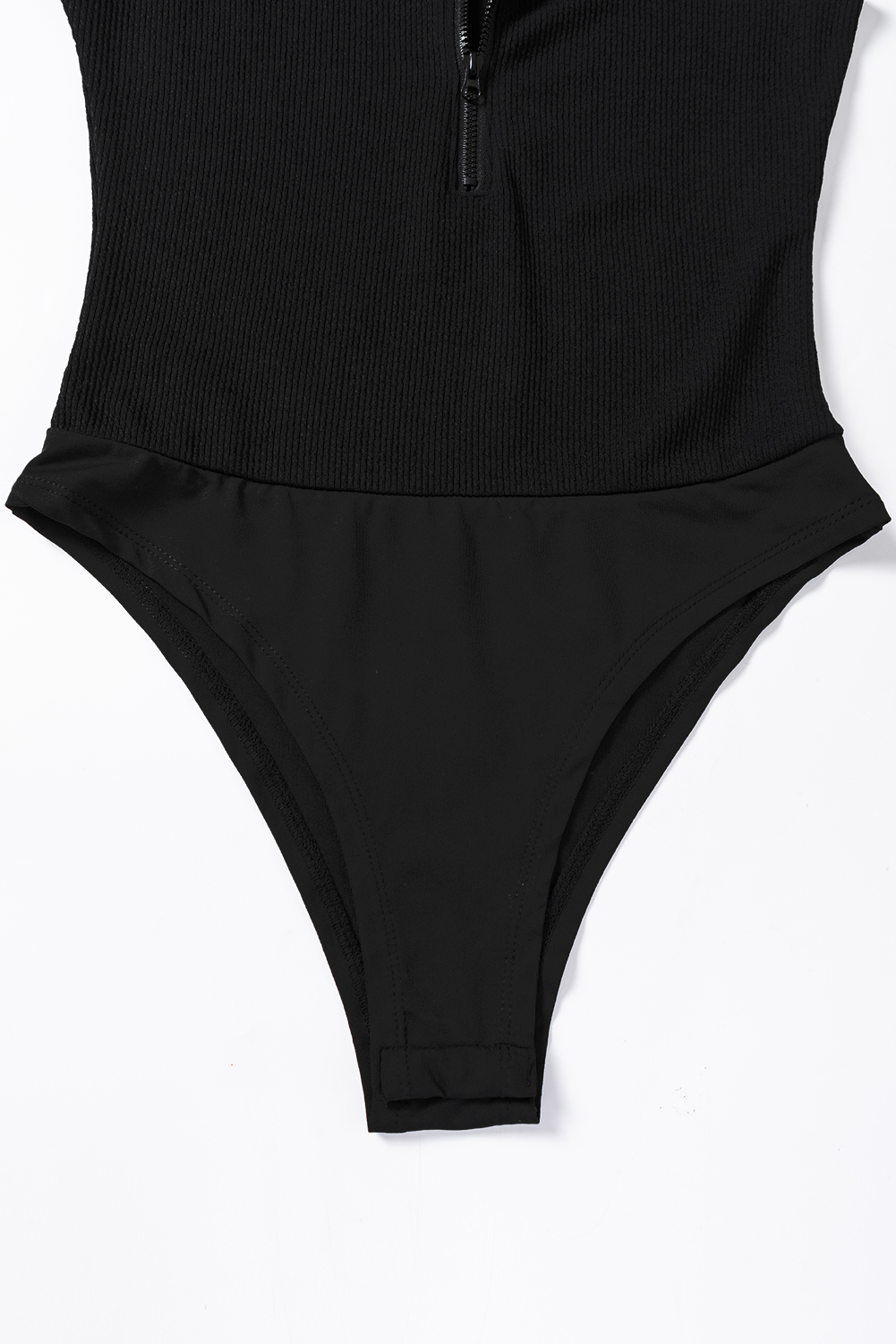 Black Zip up Mock Neck Ribbed Sleeveless Bodysuit - loveforevers