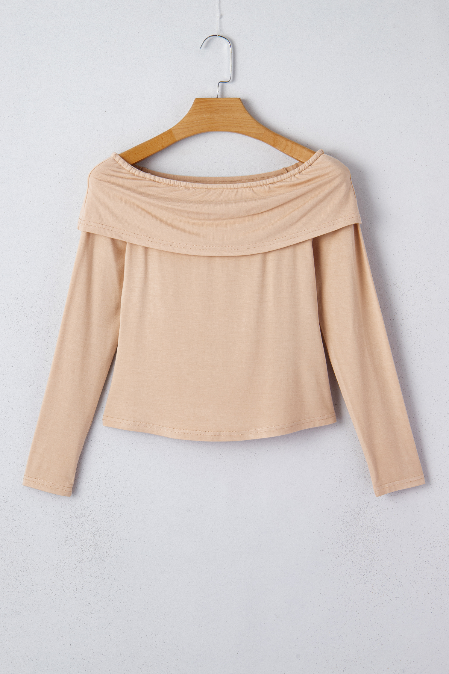 Fiery Red Foldover Off Shoulder Long Sleeve Slim Top - loveforevers