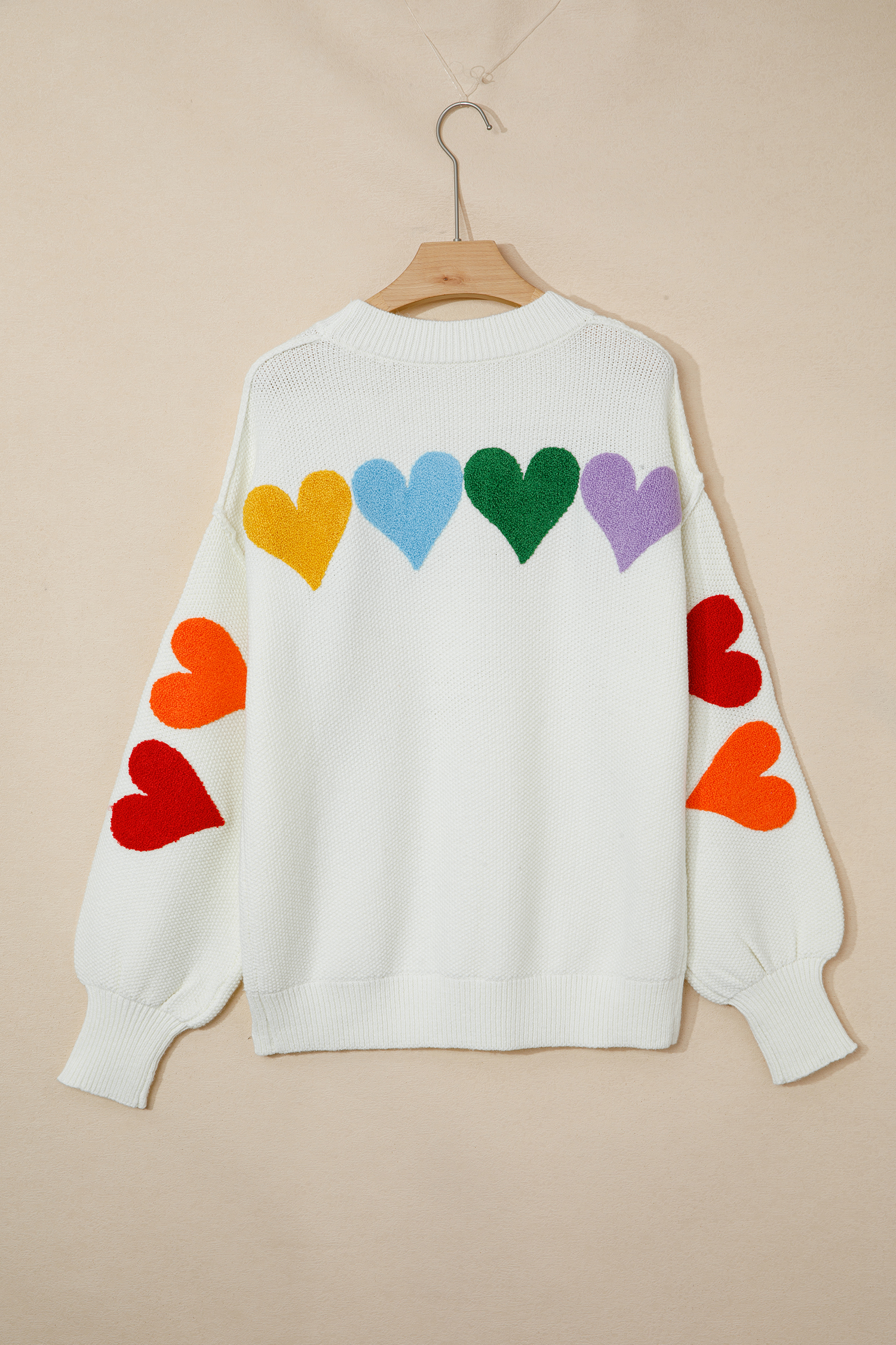 White Chenille Graphic Drop Shoulder Holiday Sweater - loveforevers