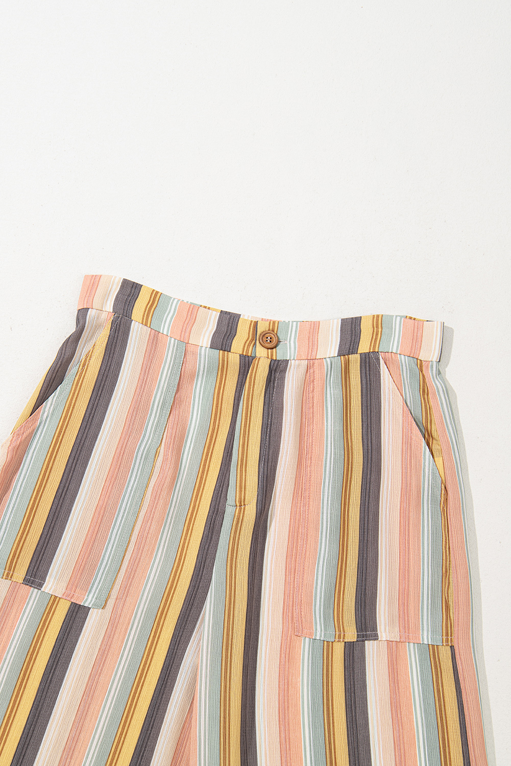 Multicolour Vertical Striped Smocked Cami Top Wide Leg Pants Set - loveforevers