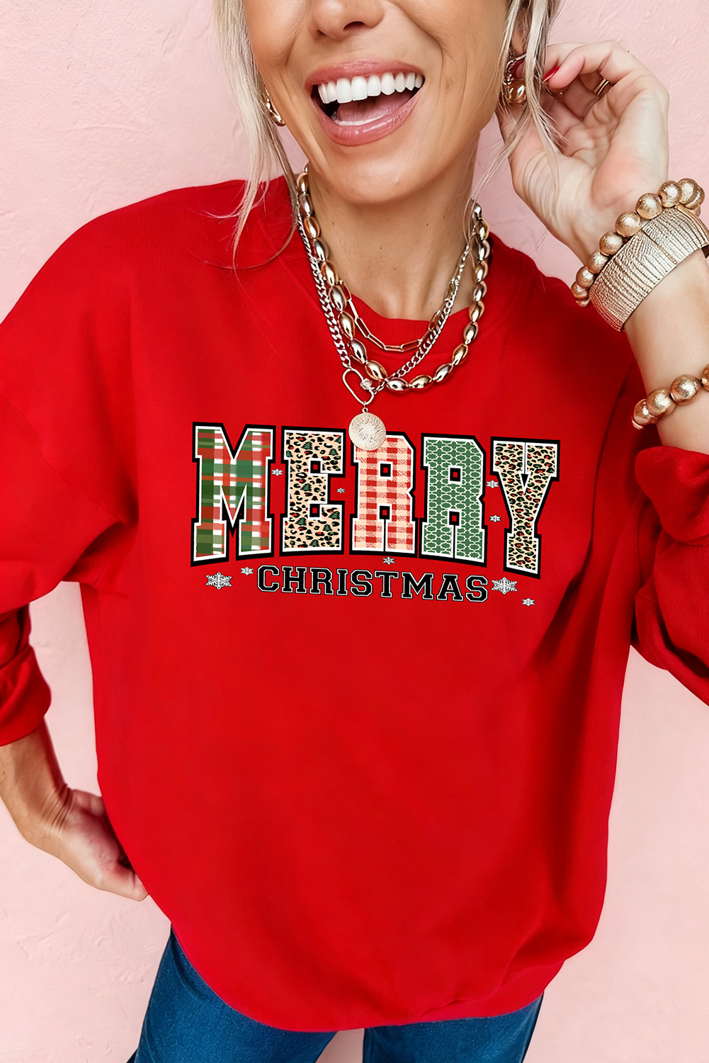 Red MERRY CHRISTMAS Graphic Festive Holiday Sweatshirt - loveforevers