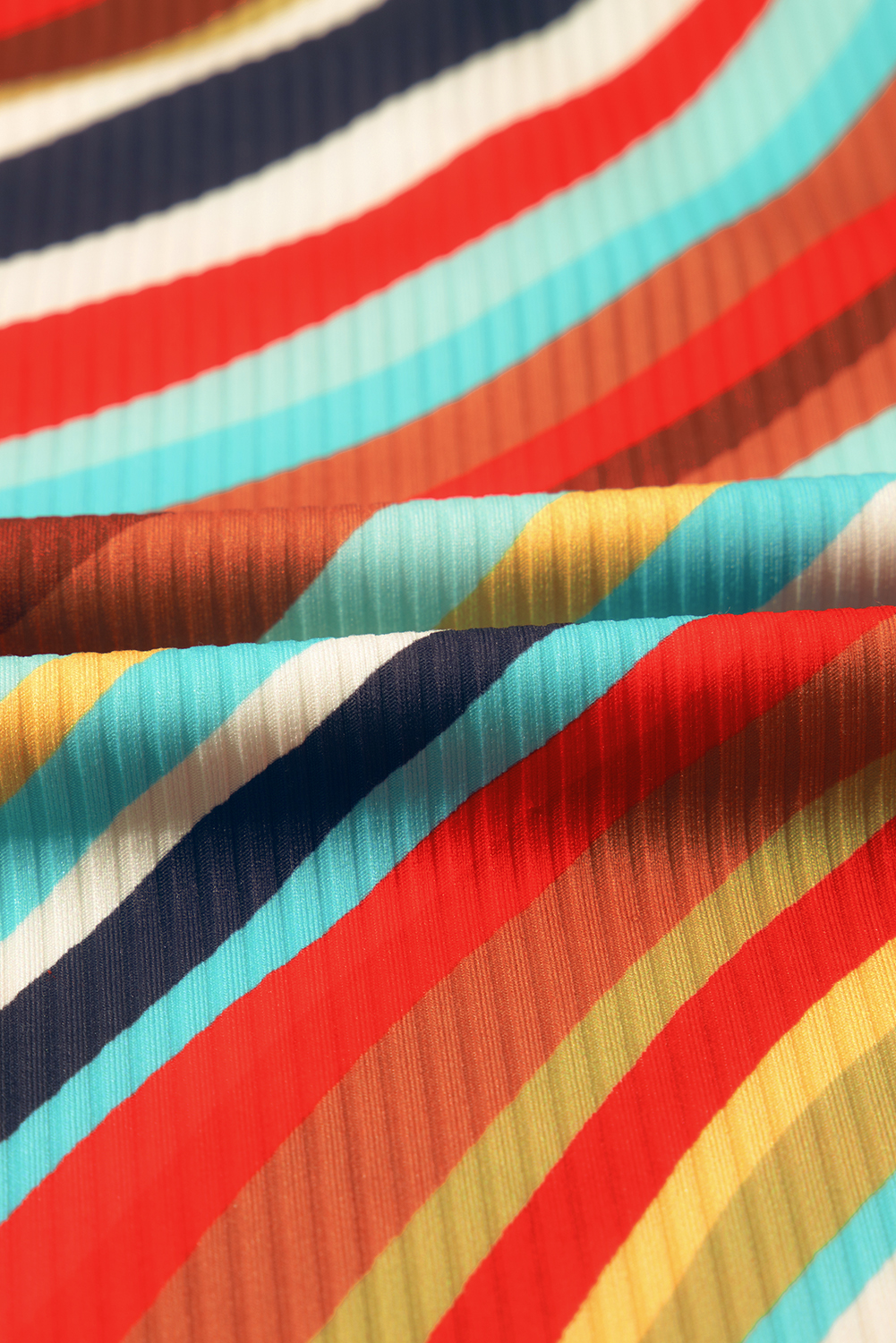Multicolour Wavy Striped Buttoned V Neck Tank Top - loveforevers