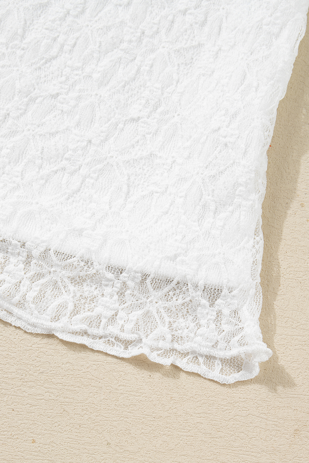White Sheer Lace Long Sleeve Slim Henley Top - loveforevers