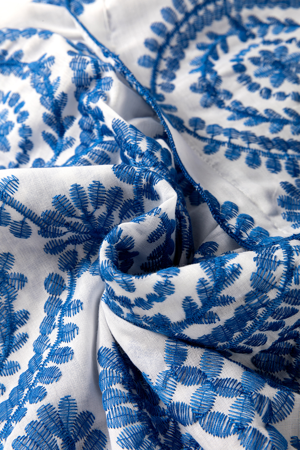 Blue Boho Print Flutter Sleeve Crew Neck Blouse - loveforevers
