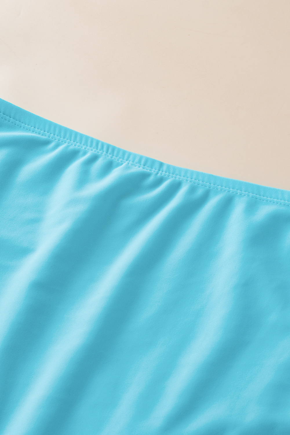 Turquoise Striped Mesh Knotted Hem Tankini Swimsuit - loveforevers