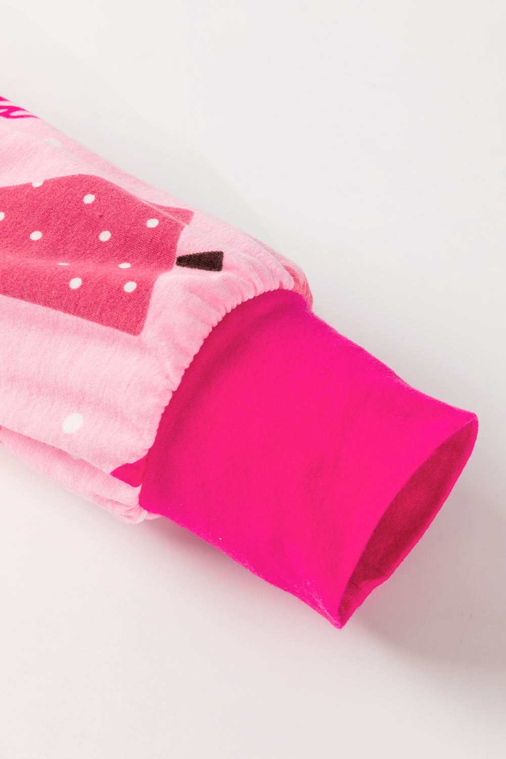 Pink Christmas Tree Print V Neck Buttoned Pullover and Drawstring Pants Lounge Set - loveforevers